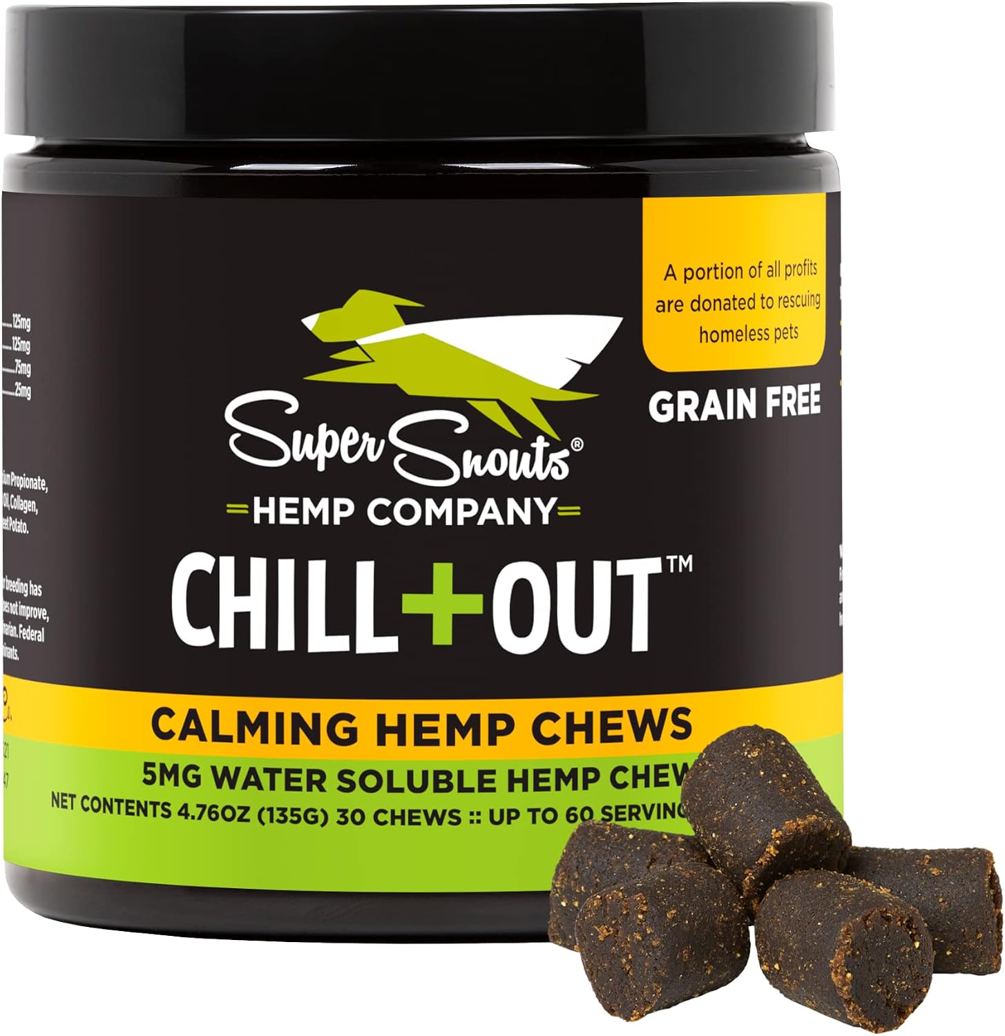 Super Snouts Chill Out Calming Chews for Dogs & Cats, 30 Chews (Up to 60 Servings) - For Behavioral Management, Aids Stress &…