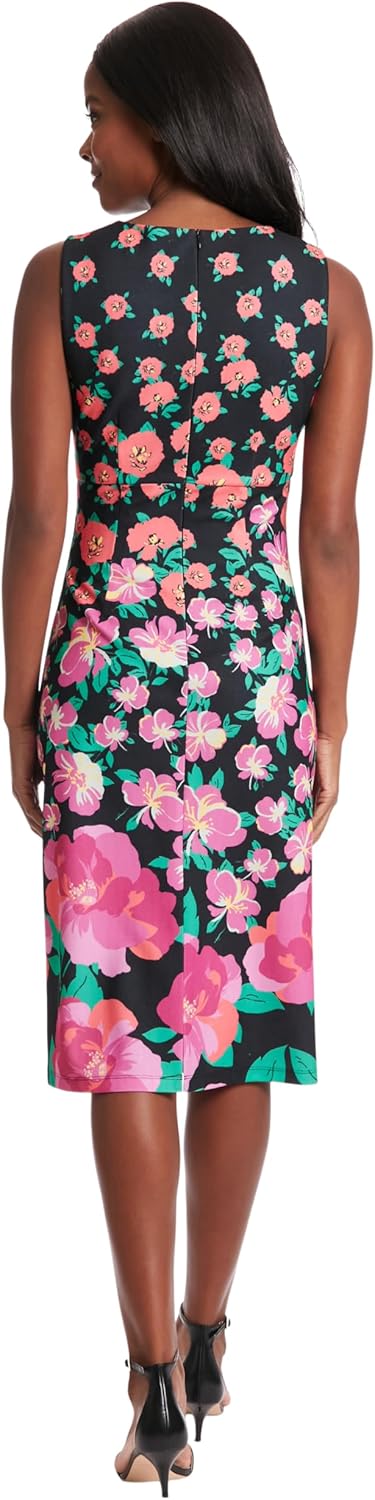 London Times Women's Sleeveless, Asymmetric Neck, Pleated Midi Dress for Women | Wedding Guest Dresses for Women