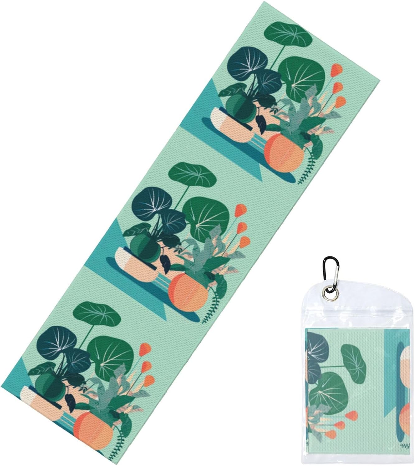 Chilled Sports Towel 12×40 in Ice Towel Soft Breathable Chilly Towel for Yoga Sport Running Gym Workout Fitness Indoor Cartoon Potted Green Plants Picture