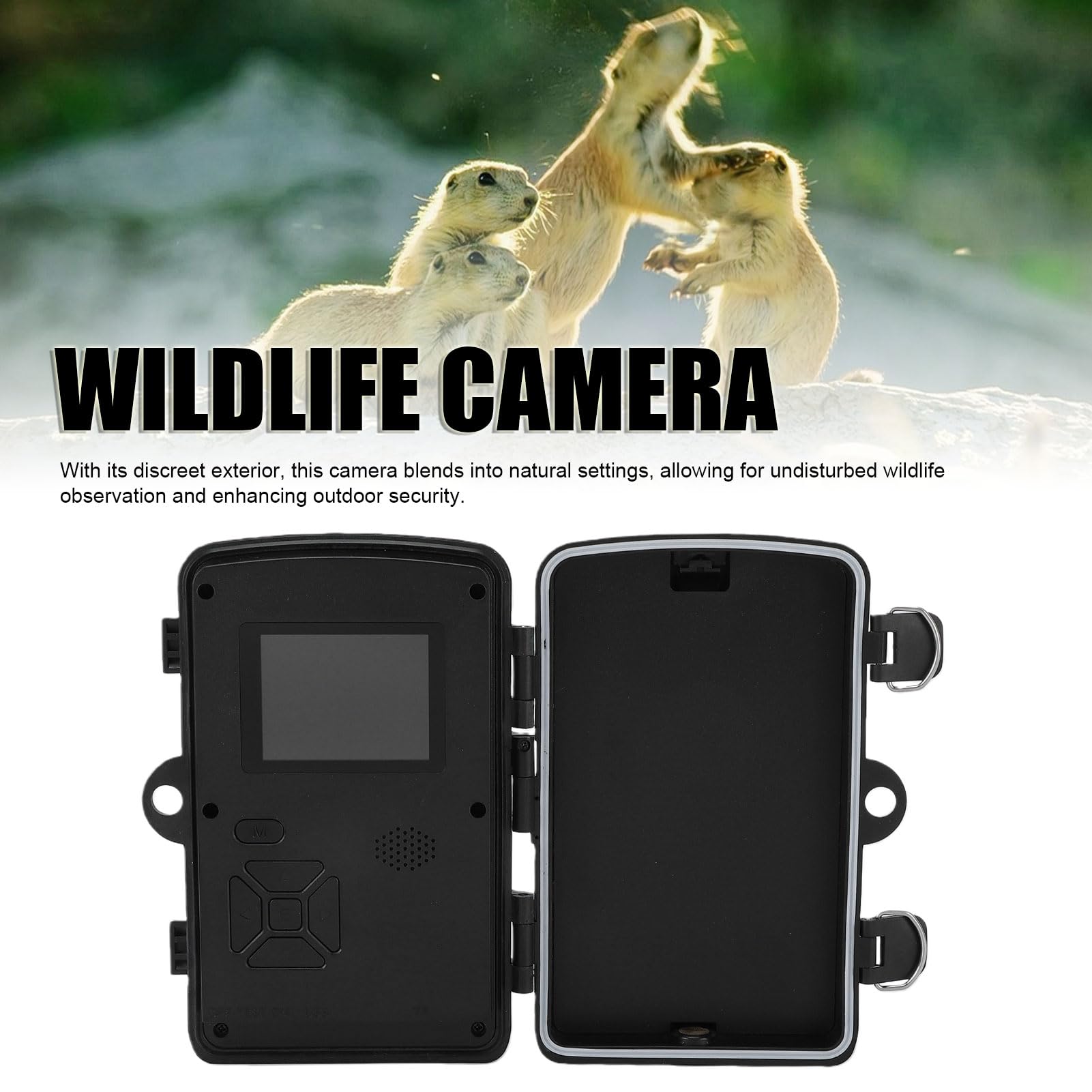 Telecamera per Animali Selvatici Attivata Dal Movimento con Schermo da 2 Pollici Foto da 12 MP Video 1080P Telecamera di Sicurezza Esterna Impermeabile IP56