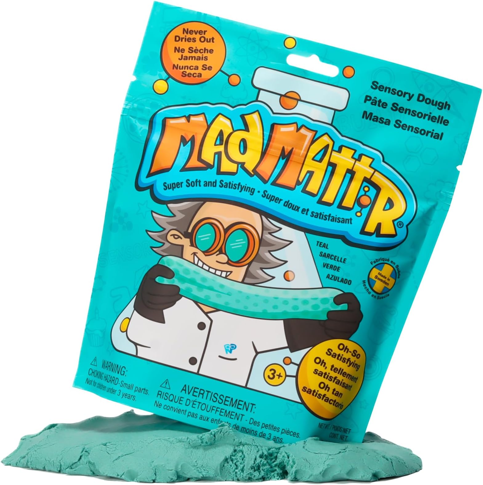 Mad Mattr is the Addictive, Super-Soft, and Satisfying Dough-Like Material that Shapes and molds Easily and Never Dries Out (Teal, 10oz)