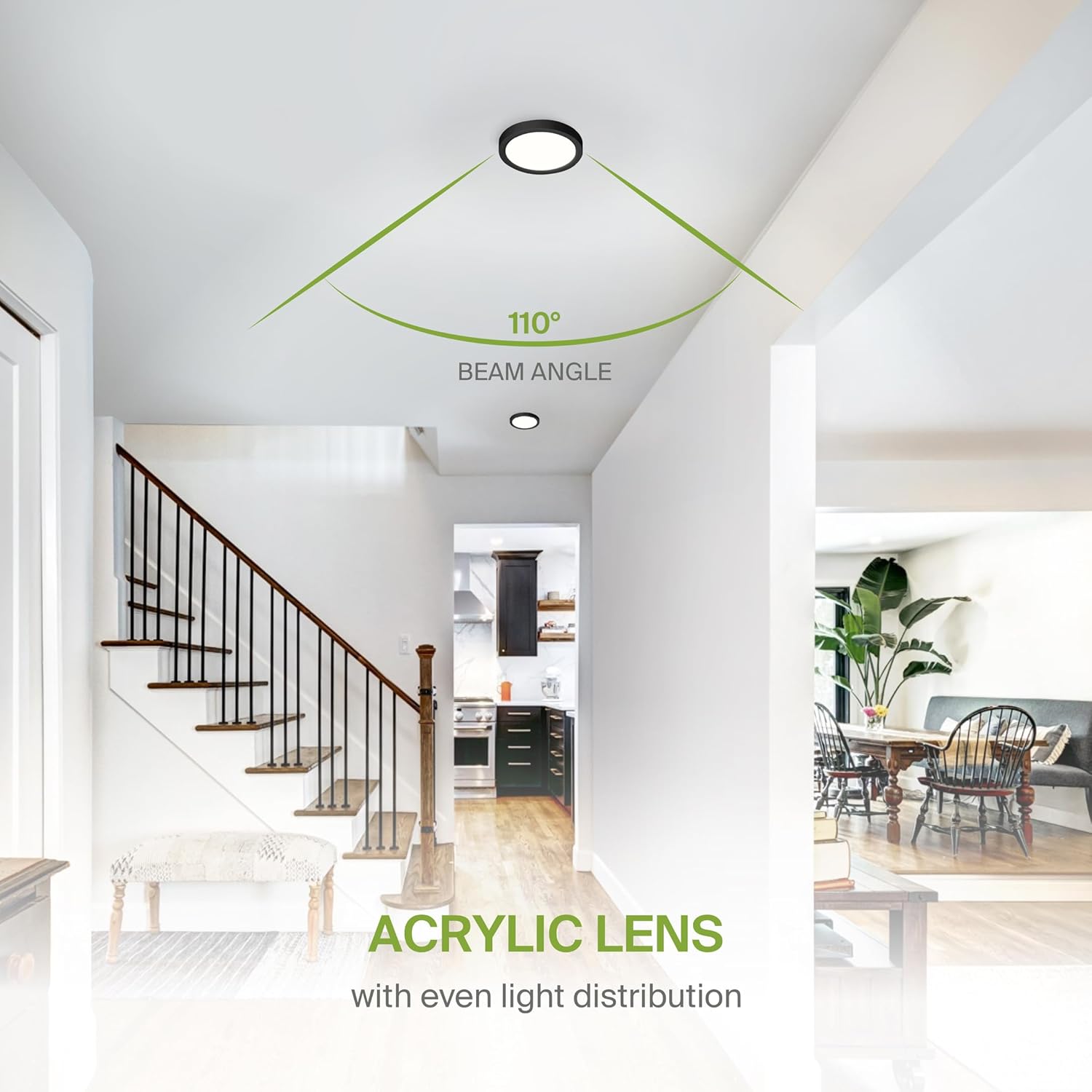 ASD LED 5" Round Flush Mount Ceiling Light Fixture, Low Profile Surface Lighting | 5CCT, Dimmable, Ultra-Thin, ETL Listed | 10W 700LM 2700-6000K 120V | Kitchen, Bedroom, Hallway Lamp | Black, 6 Pack