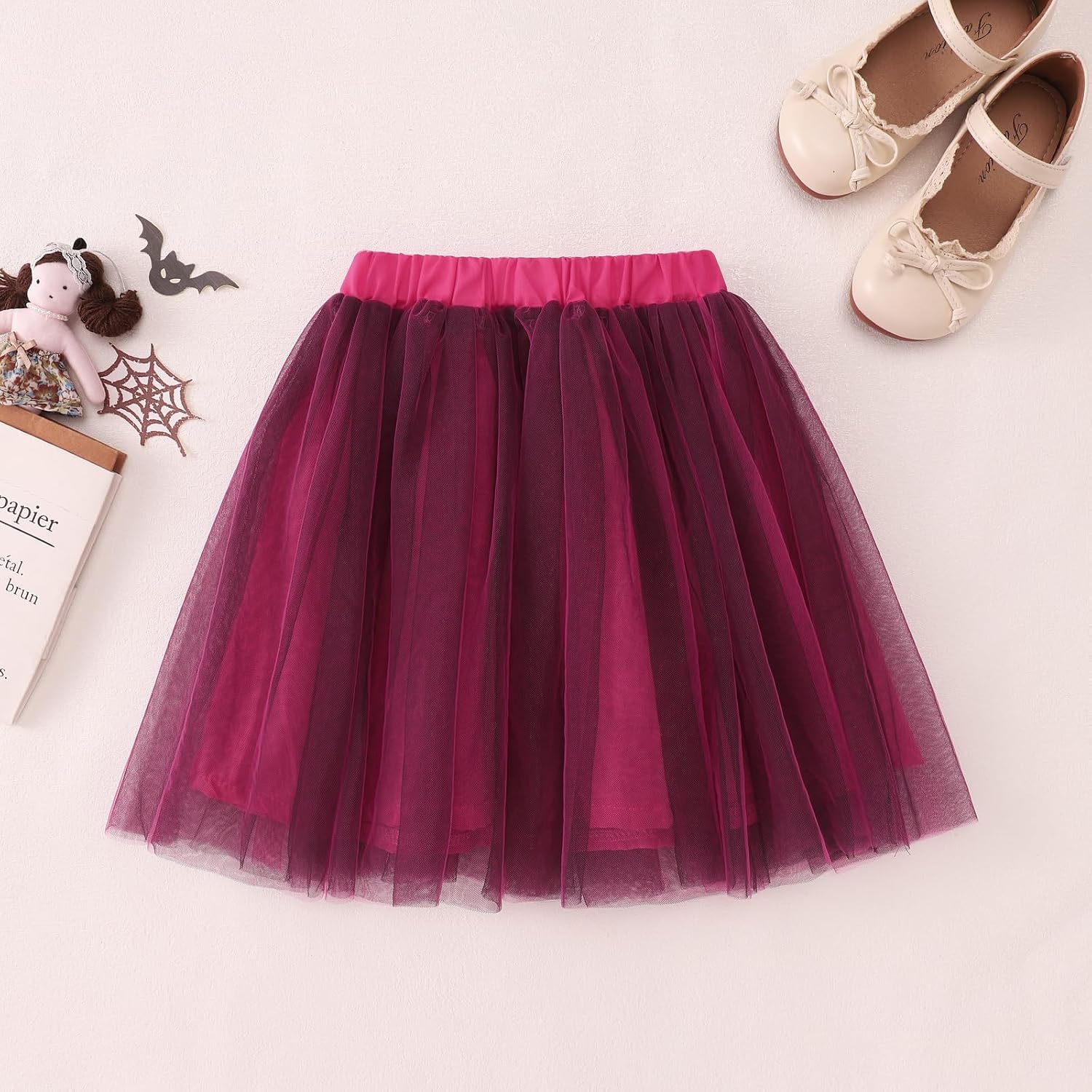MODNTOGA Toddler Girls Halloween Outfit Set Skeleton Ribcage Print T-Shirt Pink Tulle Tutu Skirt Spooky Season Party Clothes