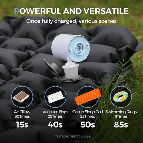 Miniatura 5 de FLEXTAILGEAR Tiny Pump X Bomba de aire portátil + luz de campamento Ultra-Mini bomba de aire con batería de 1300 mAh recargable por USB para