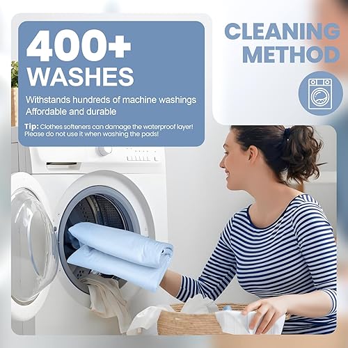 Miniatura 6 de Almohadillas de cama impermeables lavables de 60 x 40 pulgadas con solapas laterales que se mantienen seguras, almohadillas de cama reutilizables