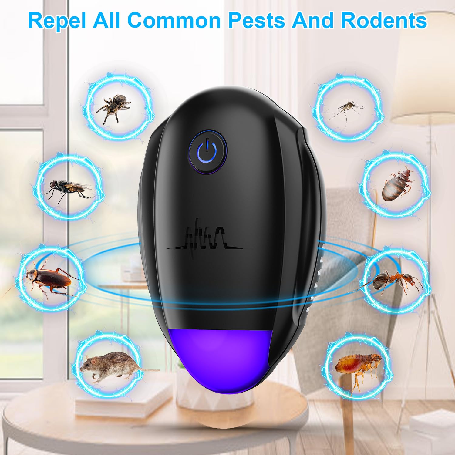Repelente ultrasónico mejorado 2026, 6 paquetes, repelente ultrasónico para interiores, control electrónico de plagas para insectos, mosquitos, cucarachas, hormigas, roedores, ratones, repelente de