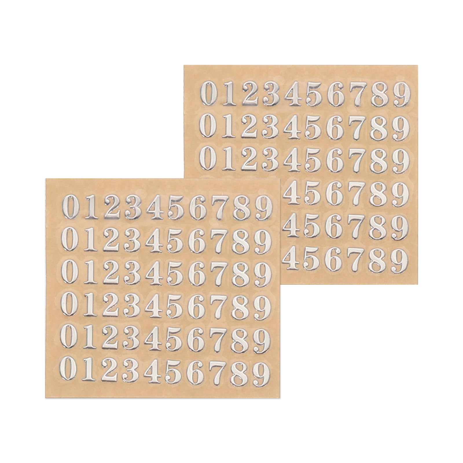 sourcing map 2 Sheets Number Resin Stickers 3D Small 1 to 9 Silver Mini Number Sticker Metallic Sparkle Alloy for Resin Nail Scrapbooking 3mm