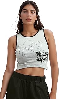 ريفين توب كات للنساء بتصميم عصري مرقش بلون رمادي فاتح بدون اكمام