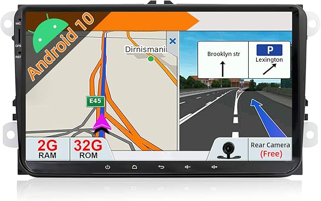 JOYX Android 10 Double Din Car Stereo Head unit Fit for VW Golf/Skoda/Seat/Passat/Polo |9 Inch 2G+32G |Free Backup Camera & Canbus |Support DAB WIFI BT Steering Wheel Sat Navi CarAutoplay MirrorLink
