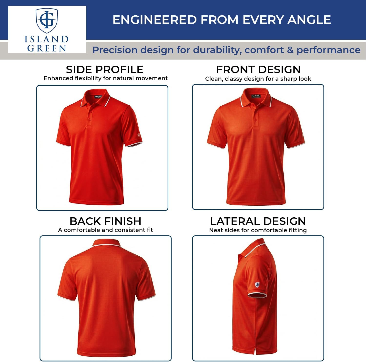 Island Green Men's IGTS1899 Back Yoke Detail Polo Shirt - Red - XL image 5