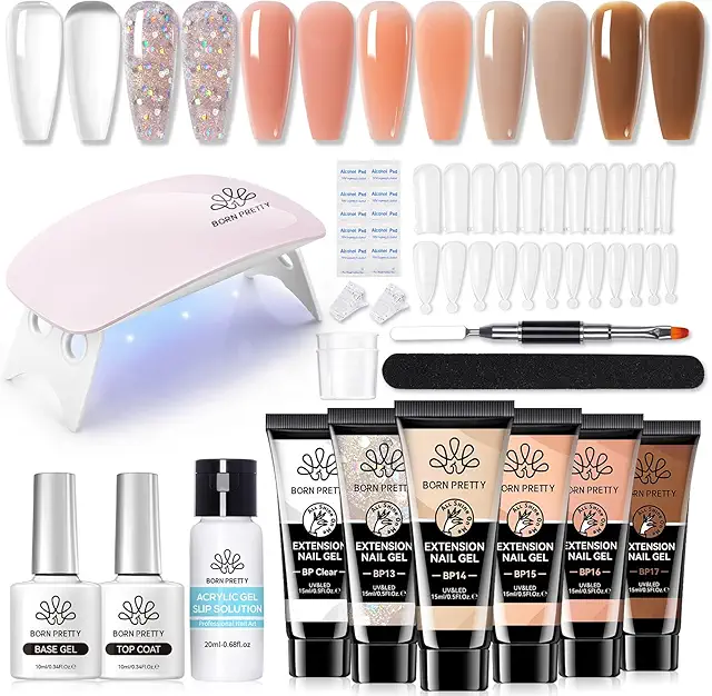 Born Pretty Polygel Nail Kit with 6 Colors & UV Lamp Starter Set