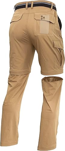 Mens Hiking Convertible Pants Zip Off Quick Dry Lightweight Fishing Safari Trave