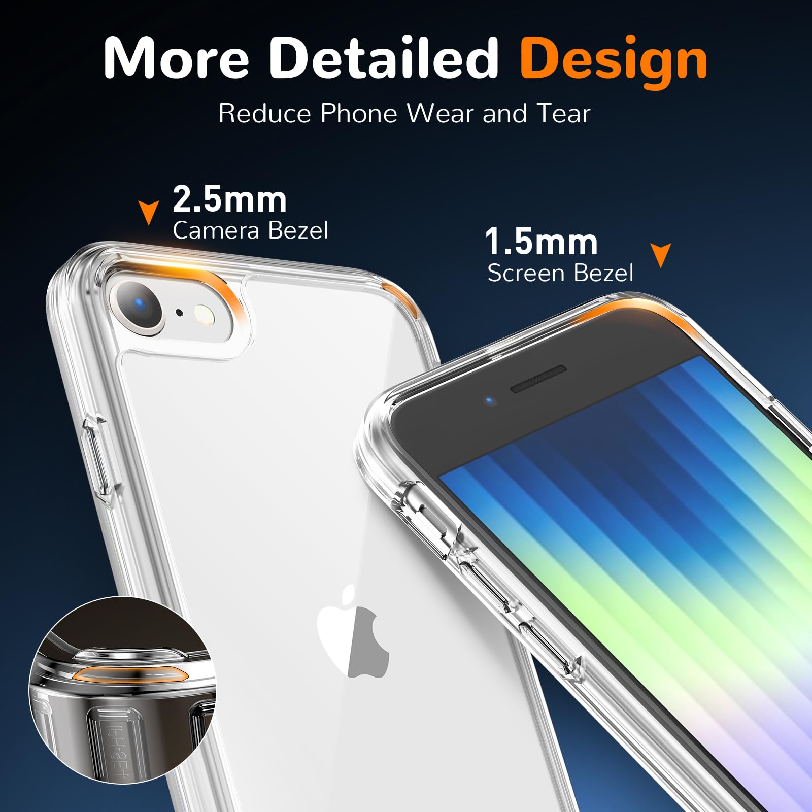 JETech Handyhülle Für IPhone SE (2022/2020) – Transparent, Stoßfest, Anti-Gelb – Rot