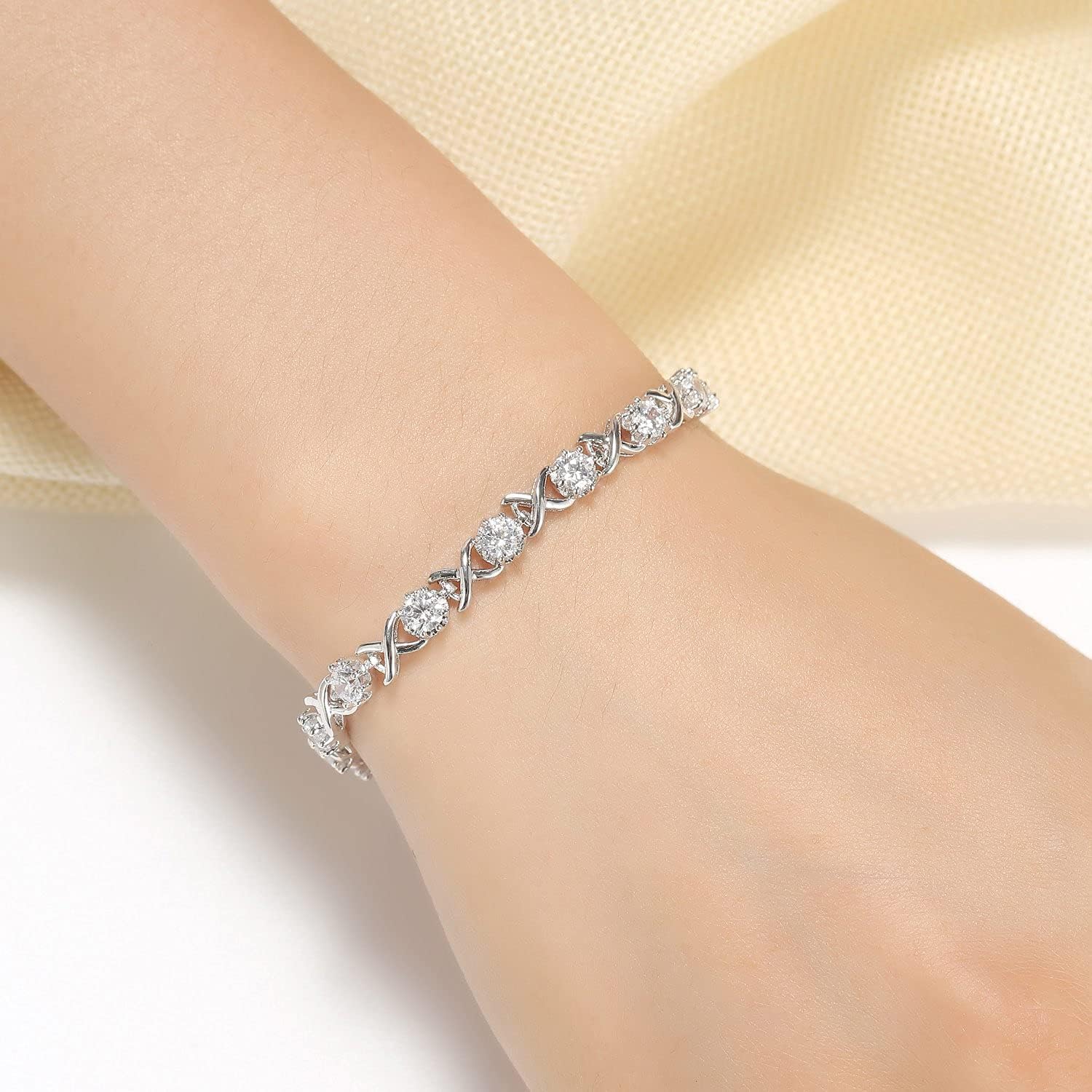 Silver Bracelets & XO Tennis Bracelet 7.25"- Perfect Valentine's Day Jewelry Gifts for Women