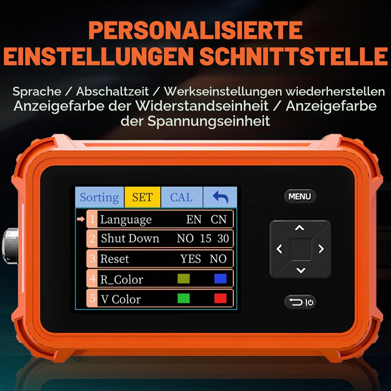 Batterie-Innenwiderstandsmessgerät PBRM-1 mit 4-Draht-Kelvin-Klemmen, 110 V, 100 Ω, 1 kHz Wechselstrom, Tragbares 2,8-Zoll-TFT-Display-Voltmeter, Sortiermodus für Haushalts-/Autobatterietester