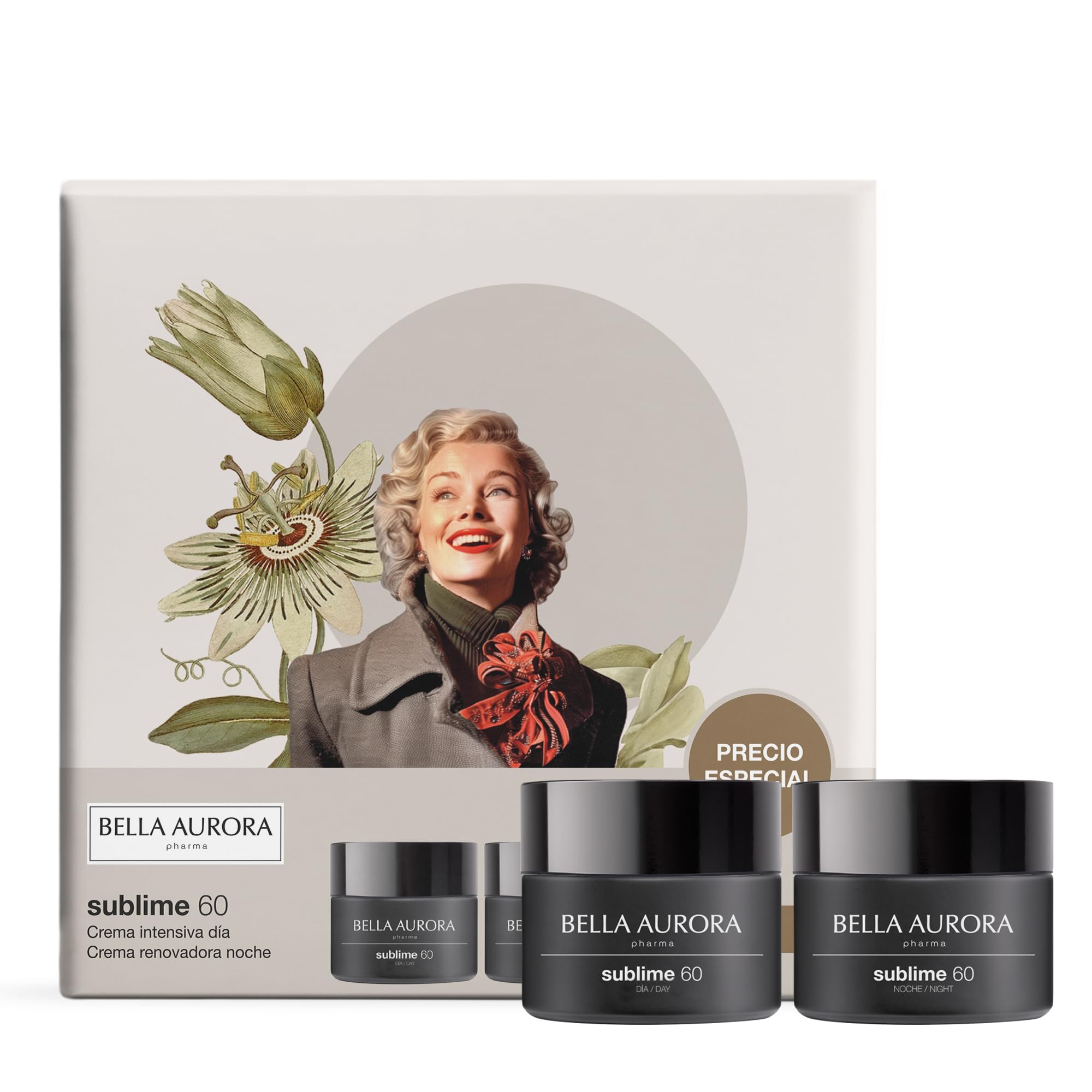 BELLA AURORA - Pack Sublime 60, Crema Intensiva Día 50 ml + Crema Renovadora Noche 50 ml, Tratamiento Antiedad, Piel Madura, Redefine Contorno Facial, Mejora Firmeza, Aporta Luminosidad, +60 Años