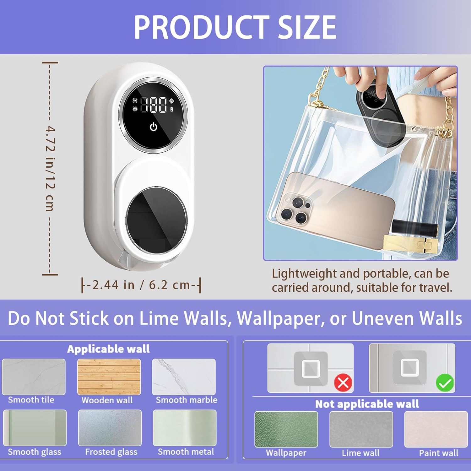 Wall Mounted Toothbrush Holder, Toothbrush Covers with 2 Toothbrush Slots, Portable Cleaning Box for Electric and Manual Toothbrushes, Inductance Cleaner Case Without Drilling (Black) - Image 6