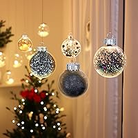 Vista 3 de 24 unidades - Adornos de bolas de Navidad colgantes de plástico transparente inastillable con bolas delicadas decorativas (2.36"/60mm, negro)
