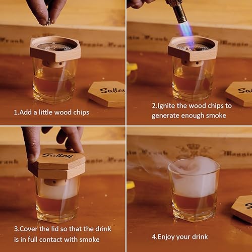 Miniatura 5 de Ahumador de cóctel - Chips de madera de 6 sabores - Bourbon, infusor de ahumador de whisky, ahumador de bebidas a la antigua, regalos de whisky