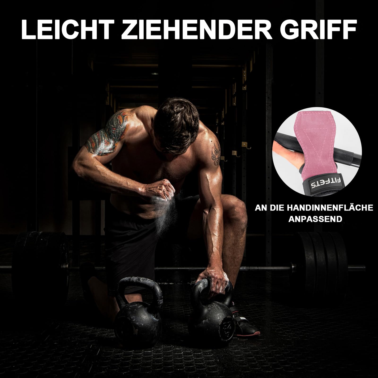 Zughilfen für Krafttraining, Lifting Straps für Krafttraining, Bodybuilding, Gewichtheben und Fitness, Fast Grip Leder Zughilfe für Männer und Frauen