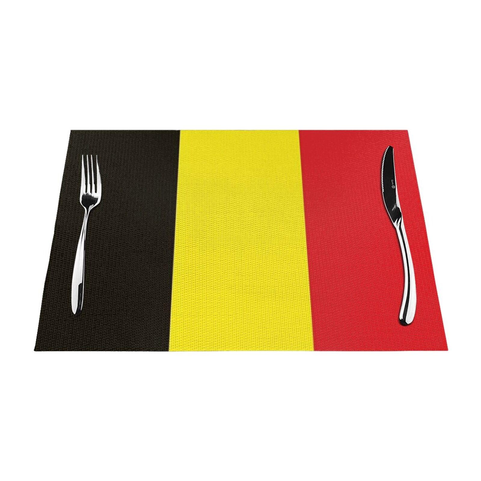 Sets de table imprimés drapeau belge en PVC tressé résistant 30x45cm