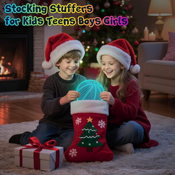 Linkax Linkax Basketball Gifts Stocking Stuffers for Kids Teens Boys Girls, Basketball 3D Illusion Night Light Christmas Gifts for Kids, Toys for Ages 8-13, 5-15 Year Old Boy Birthday Present Room Decor photo 2