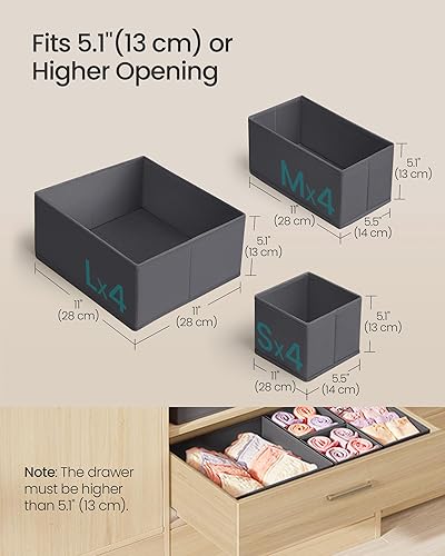 Miniatura 4 de Songmics URDZ006G03 Organizador de cajones, para aparador, juego de 12, contenedores plegables de tela para calcetines, ropa interior, brasieres,