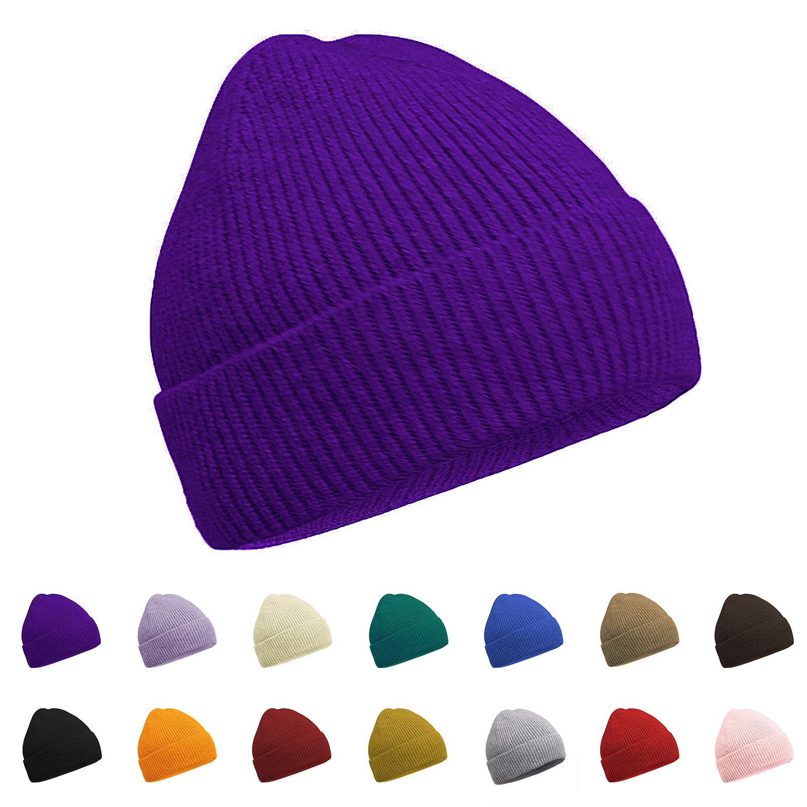 ZOORON Warm Knit Beanie for Men Women Winter Hat, Thick Fisherman Beanies Cuffed Plain Skull Caps
