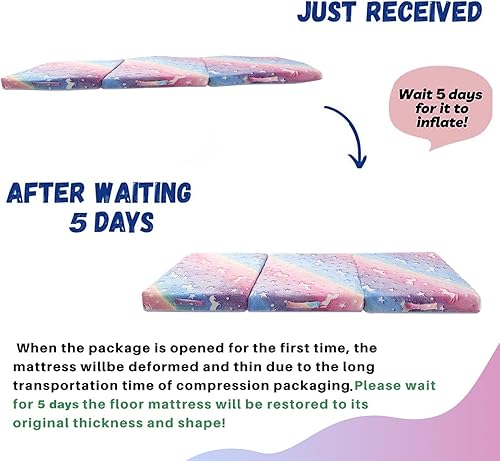 Miniatura 7 de MeMoreCool Colchón plegable para niños unicornio que brilla en la oscuridad tapete para siesta para dormir en la guardería colchón plegable para