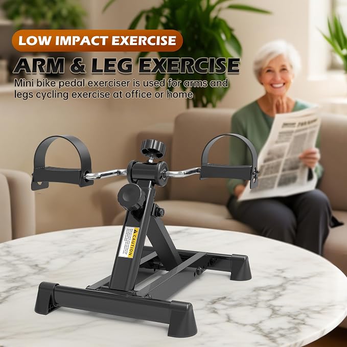 Mini Exercise Bike, Under Desk Bike Pedal Exerciser Portable Foot Cycle Arm & Leg Peddler Machine miniatura 2
