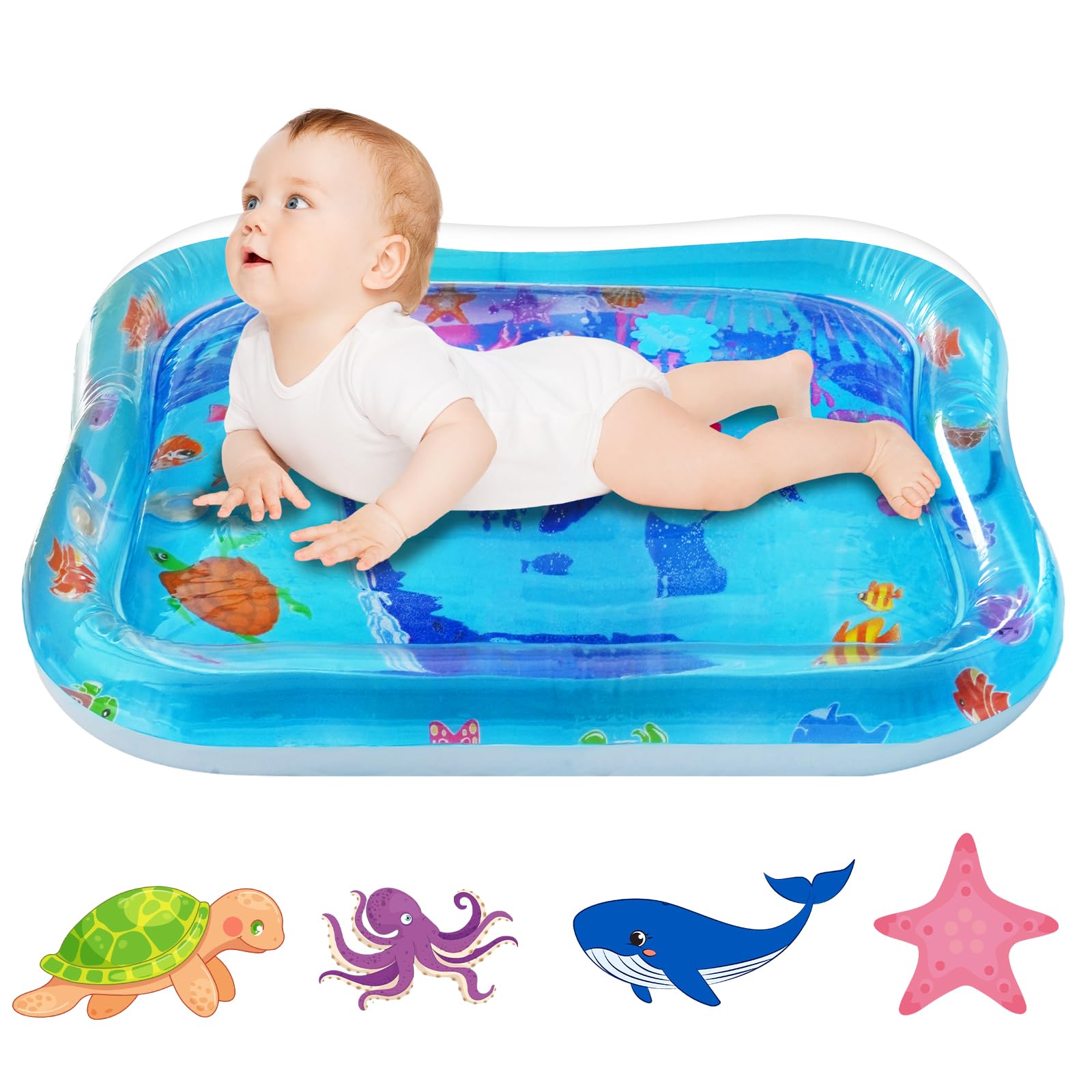 Tapis d'eau pour bébé 66x50cm Tummy Time Gonflable Nourrissons Filles Garçons 3-9 Mois Nouveau-né