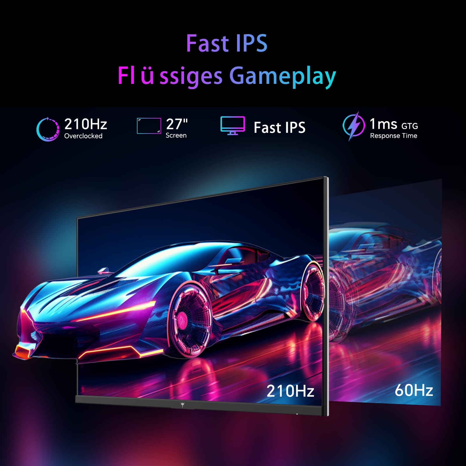 KTC Monitor Gaming 27" WQHD, 2560x1440, 210Hz, 1ms GTG, Fast IPS, Adaptive Sync, Bianco Schermo PC, HDR400, 131% sRGB, Altoparlanti Integrati, Luce blu bassa, VESA 100x100, DP1.4/HDMI 2.0, H27T6