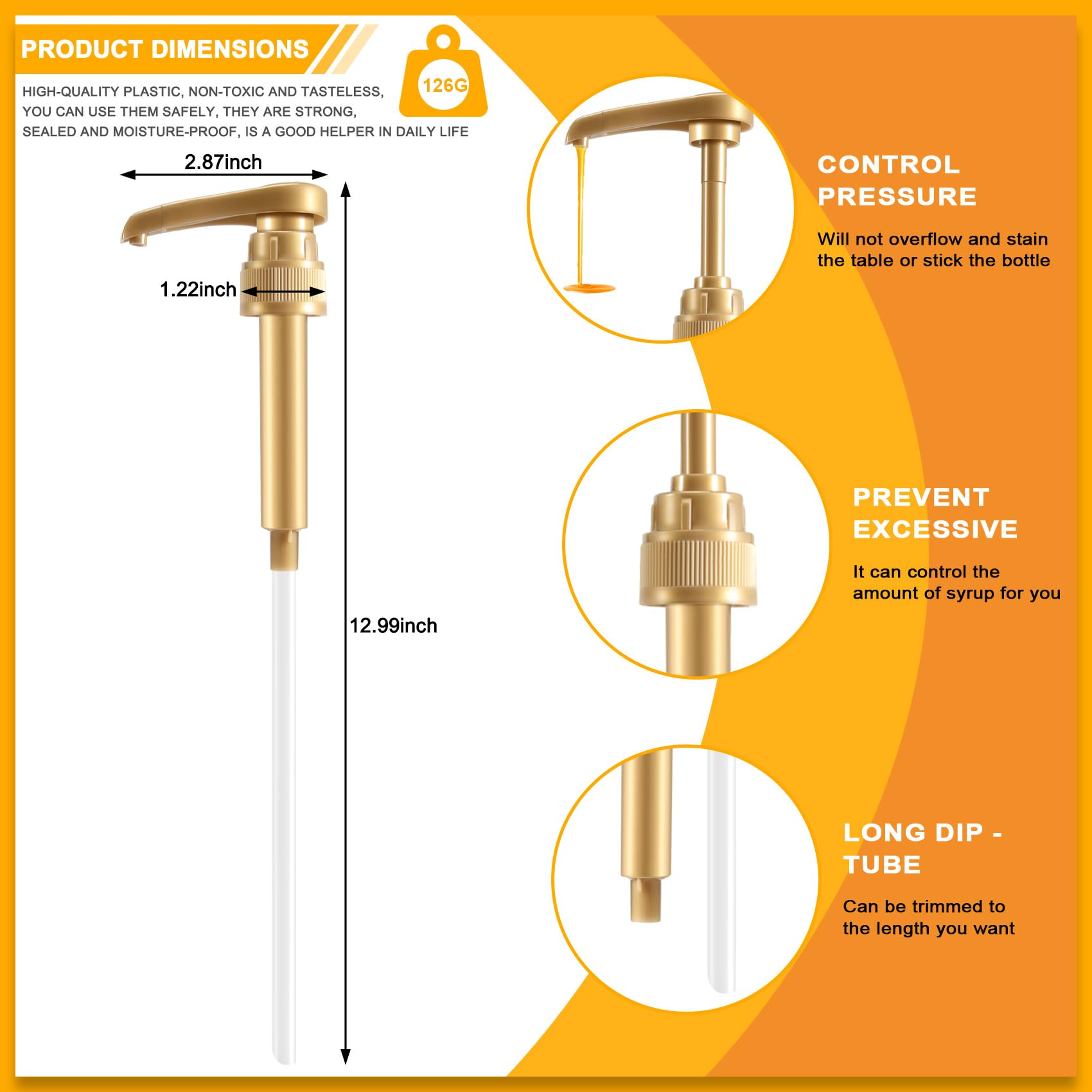 Sirup Pumpspender 4 Stück - Dosierpumpen Für 25mm & 38mm Flaschen | Wiederverwendbar Für Kaffee & Saucen