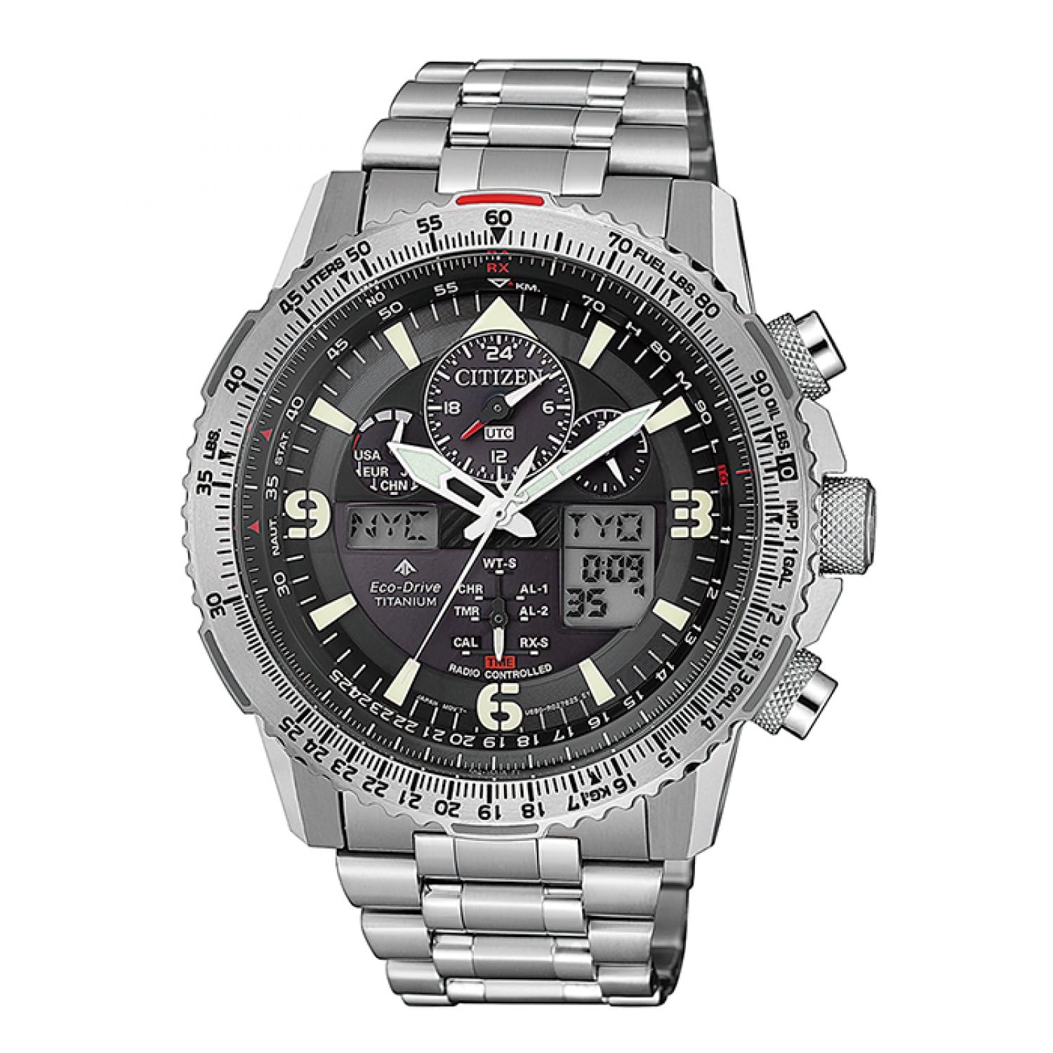 Citizen Quartz Watch Radio Controlled, Eco Drive, Black, 20 ATM