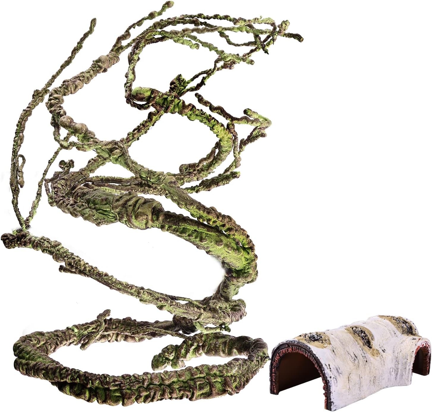 FORKPIE Reptile Hideouts Climbing Vines , Flexible Bend Jungle Forest Branch, Gecko Tank Hide Cave Habitat Terrarium Decor for Bearded Dragon Snakes Lizard Shelter Resting