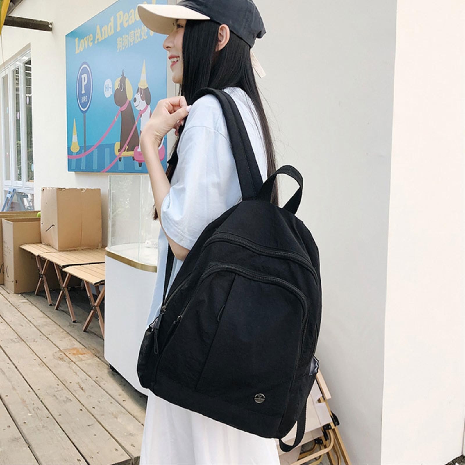 WANGQIQI Bolsa Mochila Ligera De Nylon Resistente Al Agua Bolsillo Múltiple Gran Capacidad para Viajes Escolares Viaje Diario