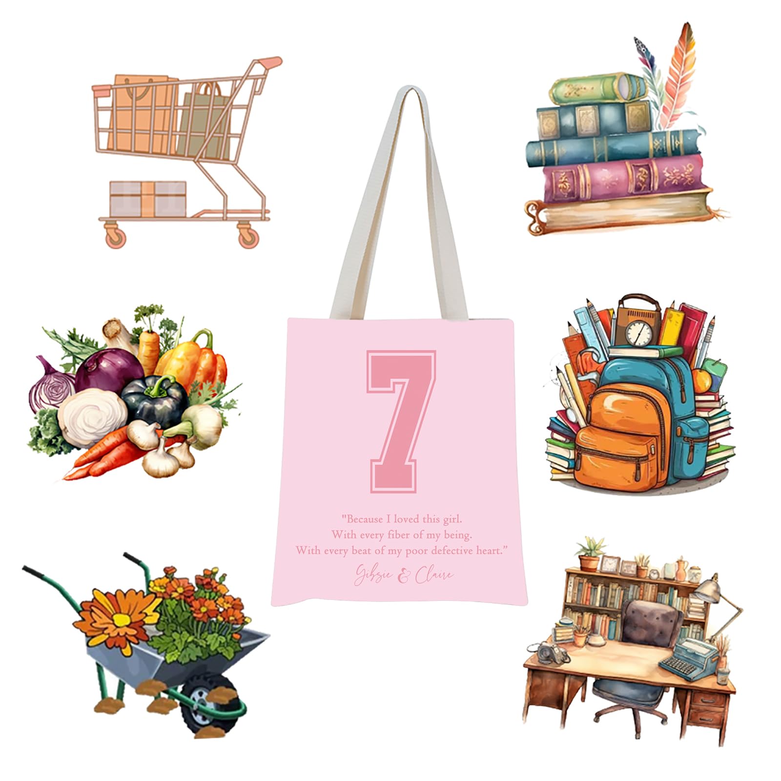 Boys of Tommen Series Taming 7 Inspired Gift C Walsh Merchandise Gibsie and Claire Quote Gift for Romance Book Lover (7 Tote) - Image 3