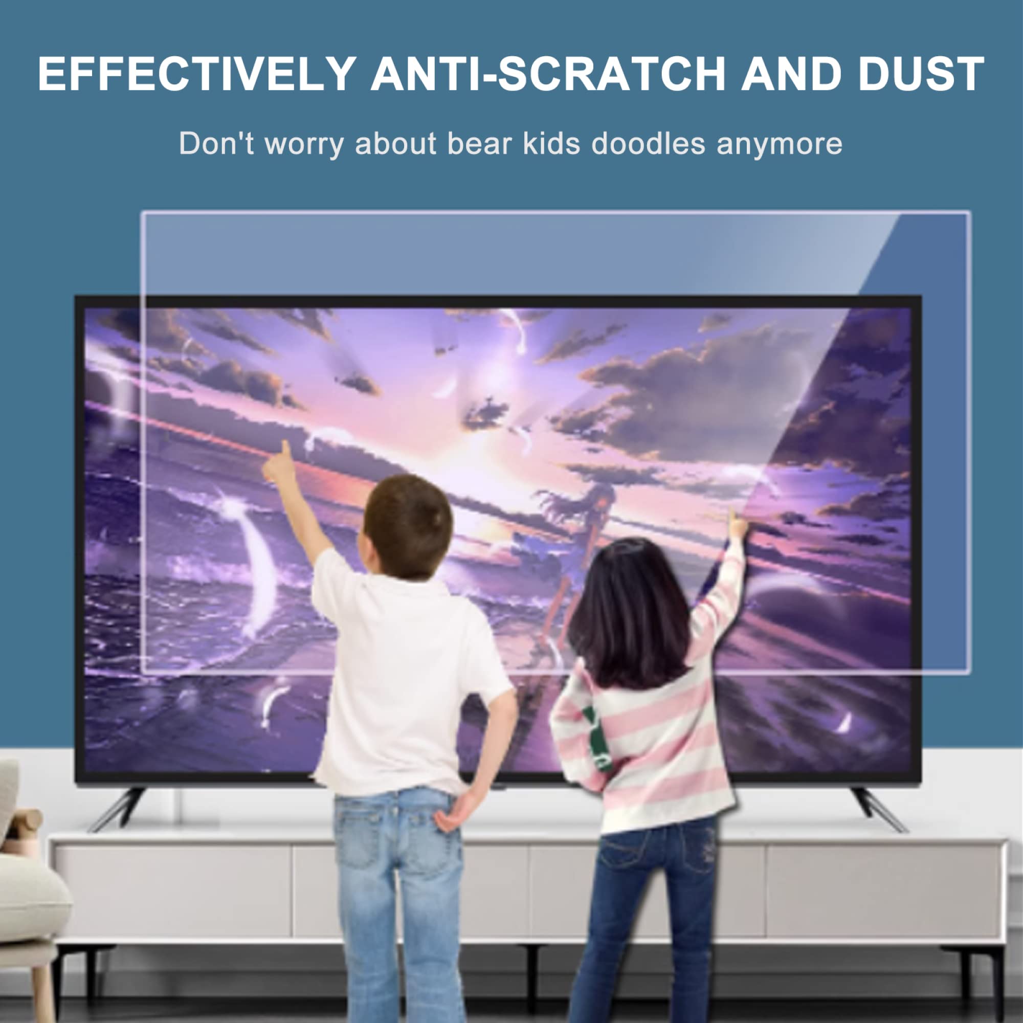 Protector De Pantalla TV Antideslumbrante 55 a 75 Pulgadas, Filtra La Luz Azul, Antiarañazos, Alivia La Tensión Ocular, Nueva Superficie Esmerilada Mejorada, Para Sony, Sharp Etc / 75in1682x966mm