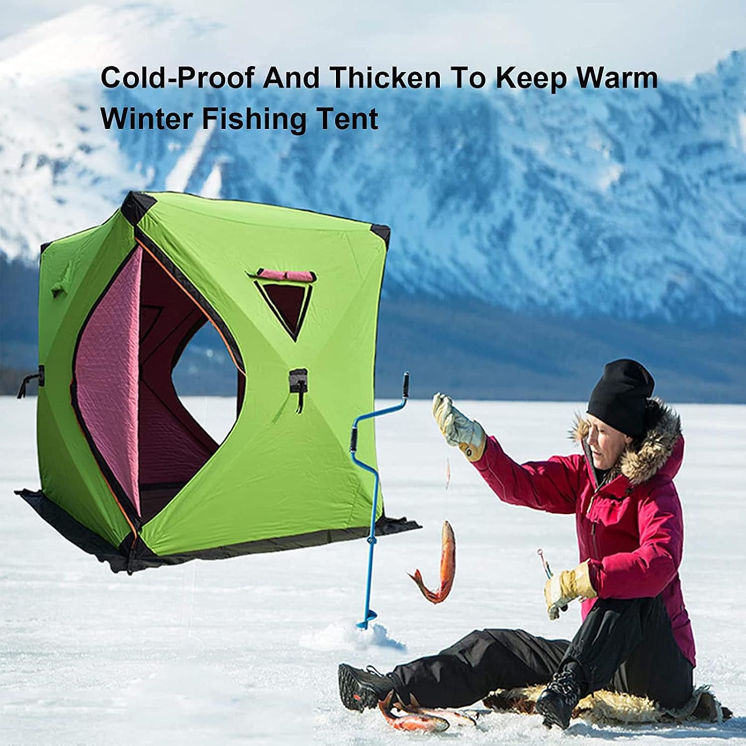 Portable Ice Fishing Shelter Tent Easy Set-up Winter Large Fishing Tent Fishing Camping Tent with Carrying Bag