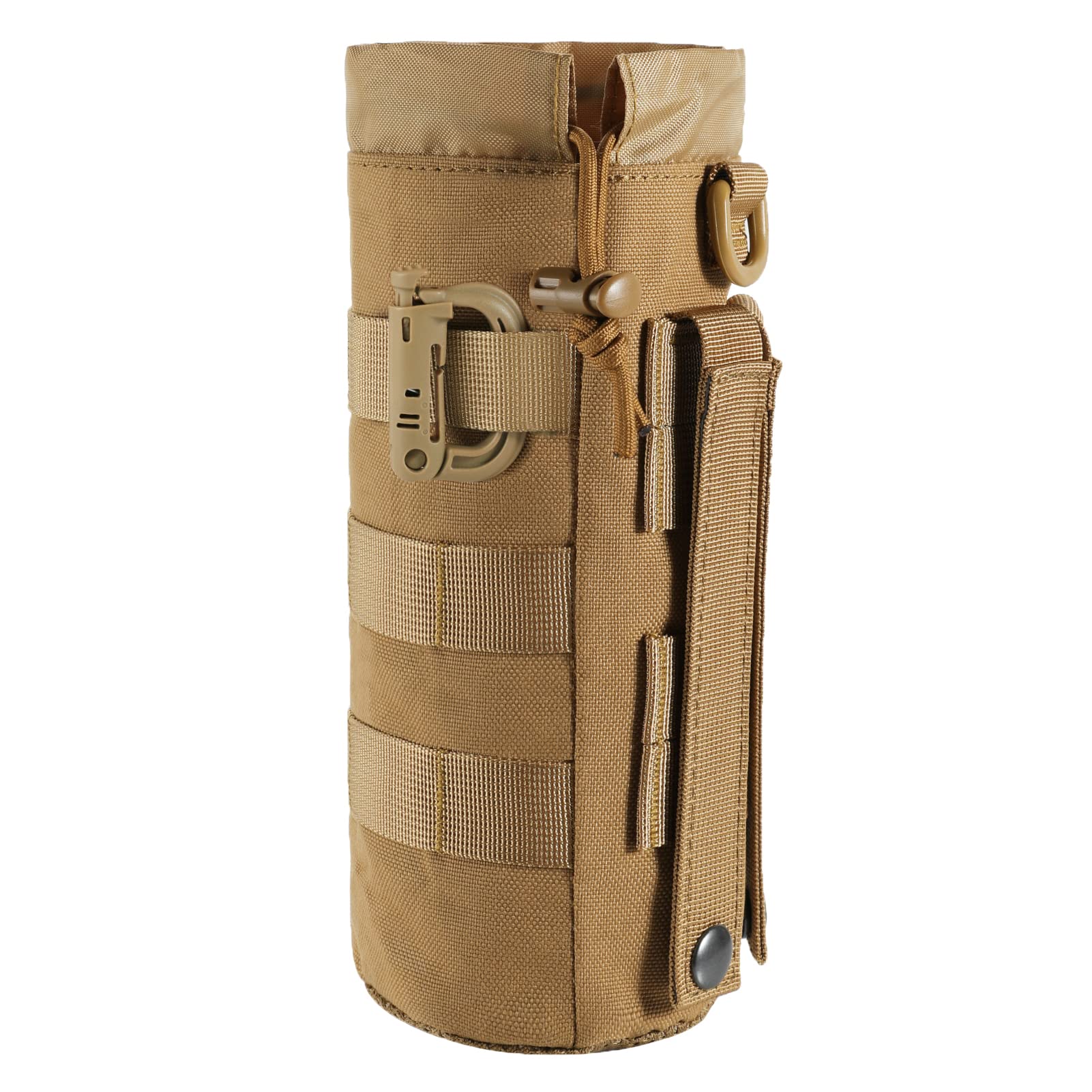FRTKK Tactical MOLLE Water Bottle Pouch with Drawstring Open Top & Mesh Bottom, Military Water Bottle Holder Bag Sports Travel Hydration Carrier
