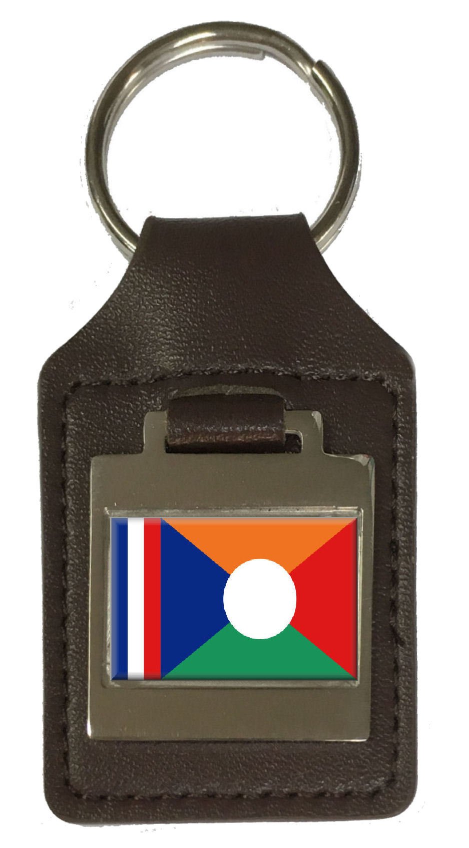 Llavero de cuero grabado bandera de Reunión