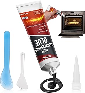 JAOJAO High Temp Silicone Sealant, Heat Resistant Glue High Temperature Sealant with Brush Glass Cooktop Repair Kit Fast Drying Waterproof for Oven, Microwave 100ml (Black)