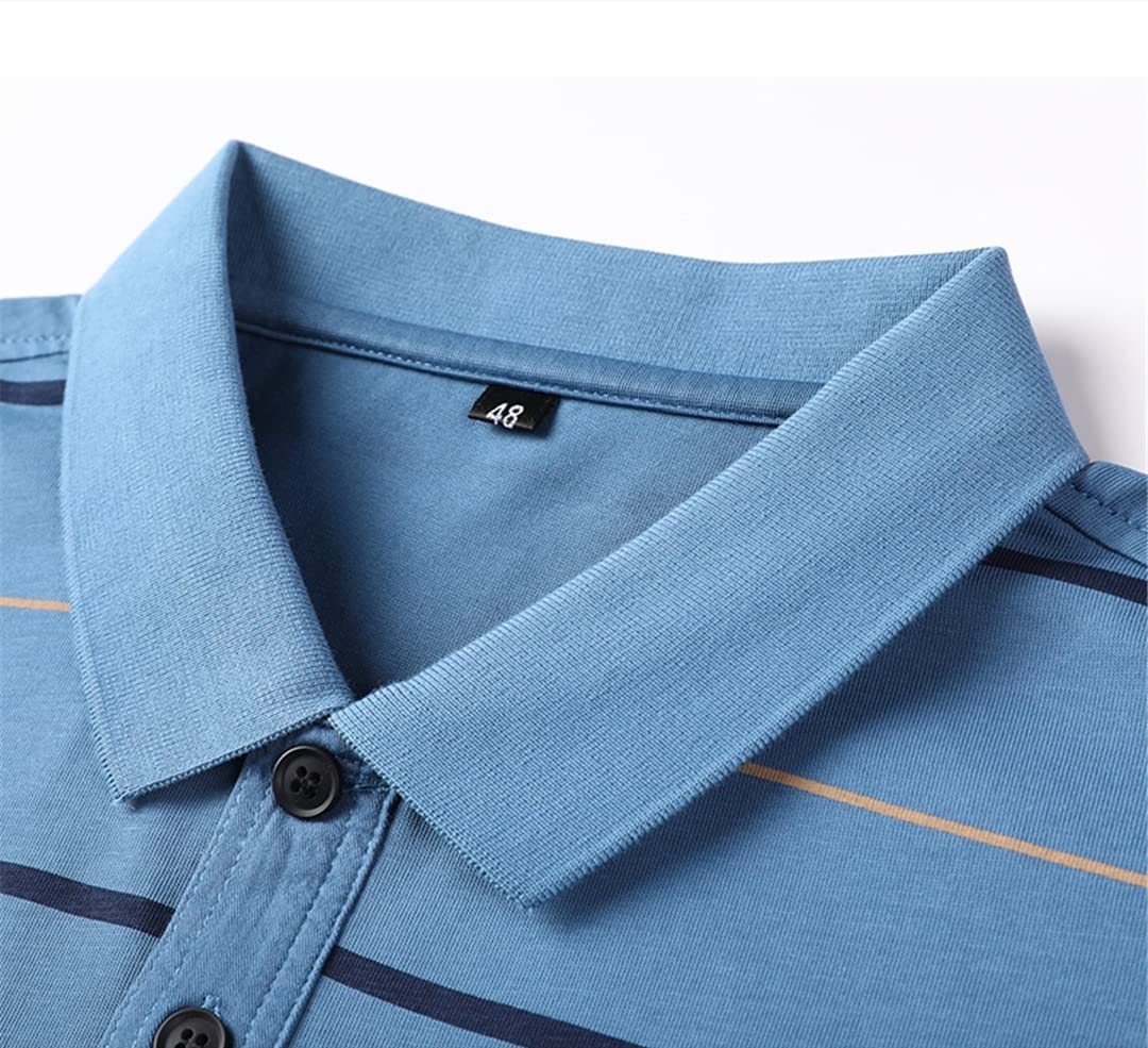 Rfmfkkg Polo de manga corta con estampado de proceso para hombre, a rayas, casual, con bolsillos, para hombre