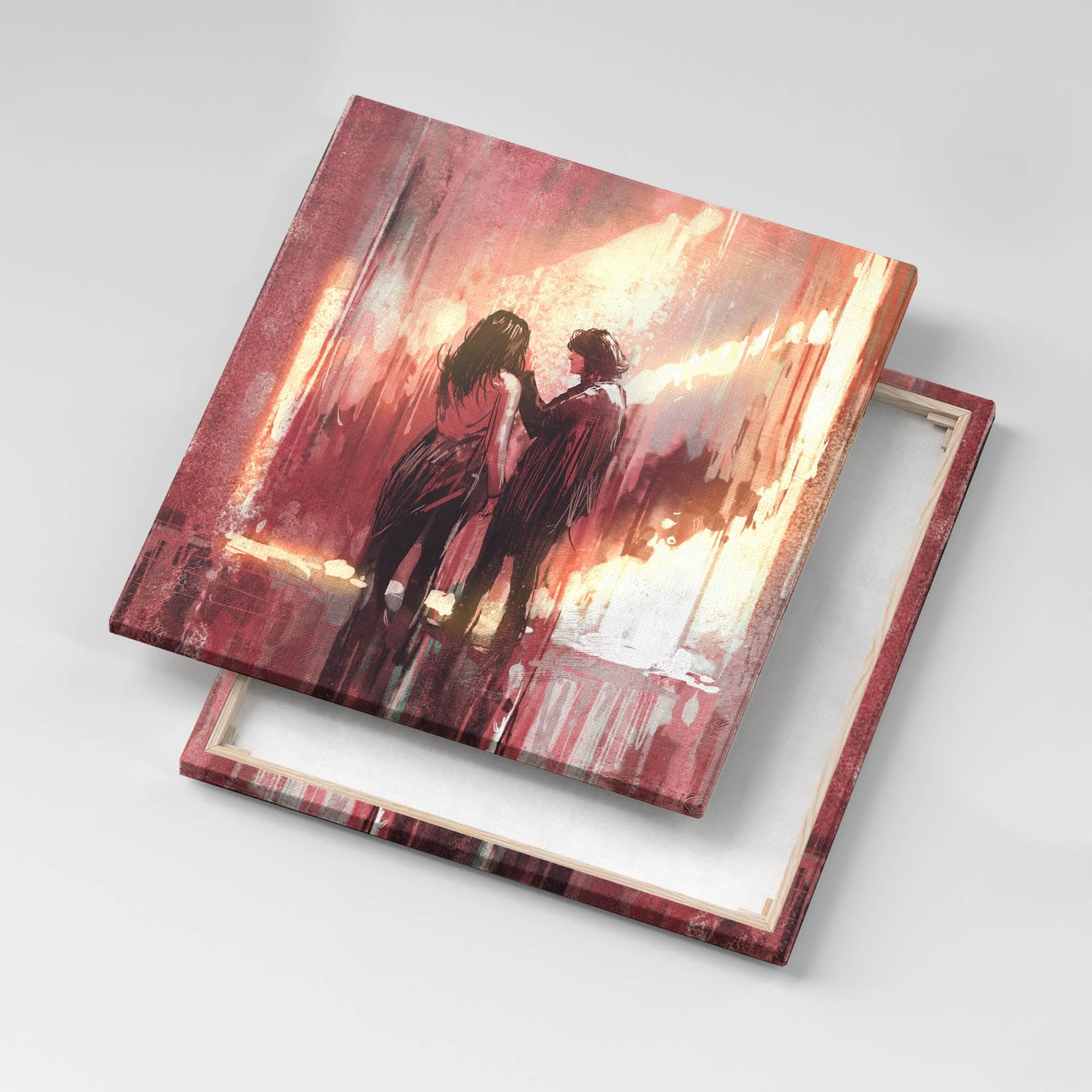 Wallfluent 60x60 cm Pittura Tela Quadro su tela per il soggiorno - Giovane coppia innamorata