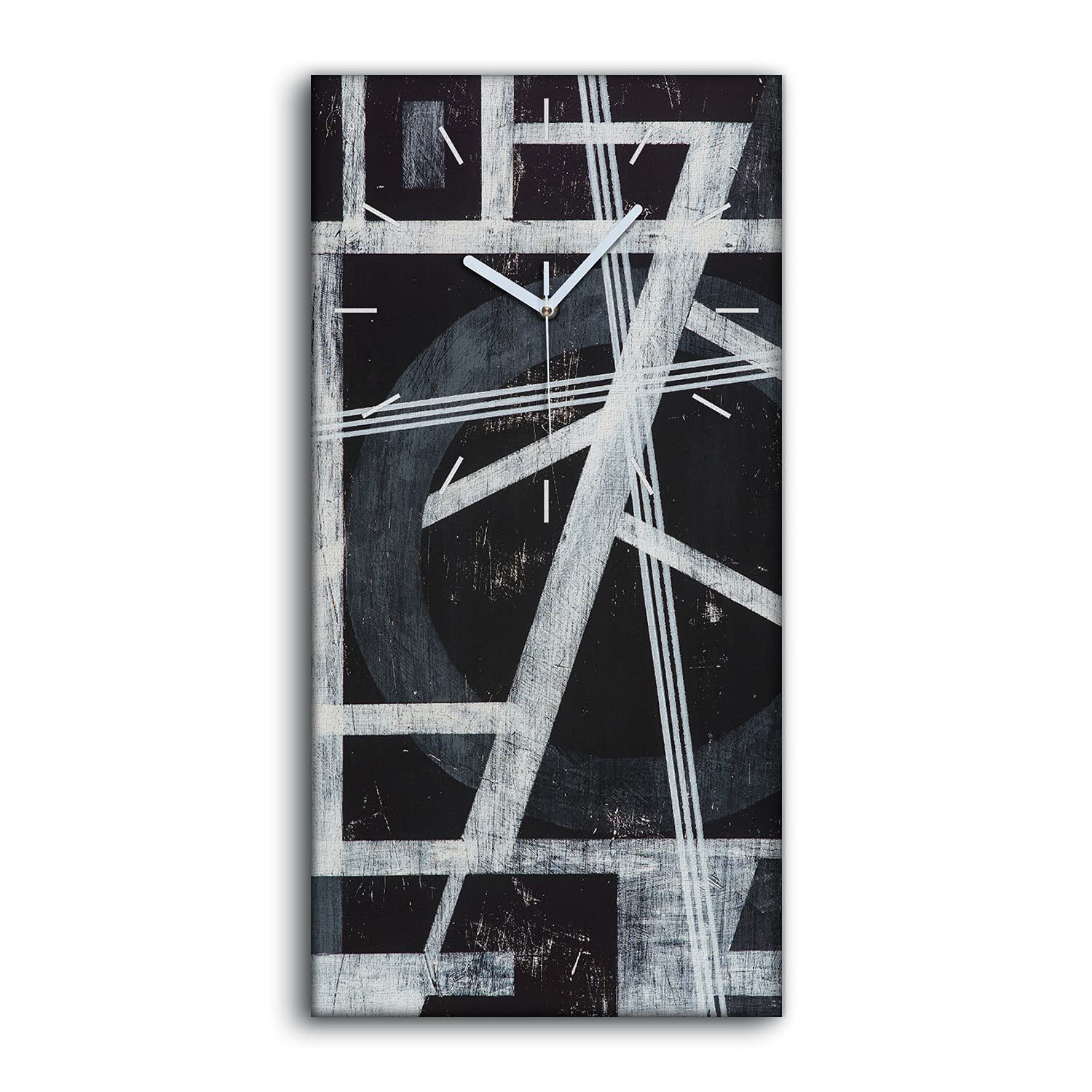 Horloge sur Toile Silencieuse pour Chambre Zen Noir et Blanc Moderne 30x60cm