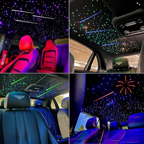 Miniatura 6 de AZIMOM Kits de techos de fibra óptica parpadeante de doble color de 20 W con luz de estrella mezcla de 860 piezas de 131 pies estrella tiroteadora