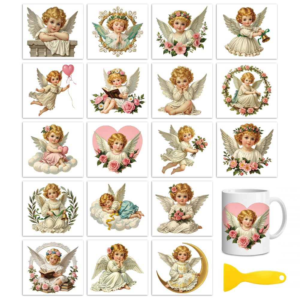 Peacoblue Angel Rub On Transfers for Craft, Transfer Sticker โ image 1