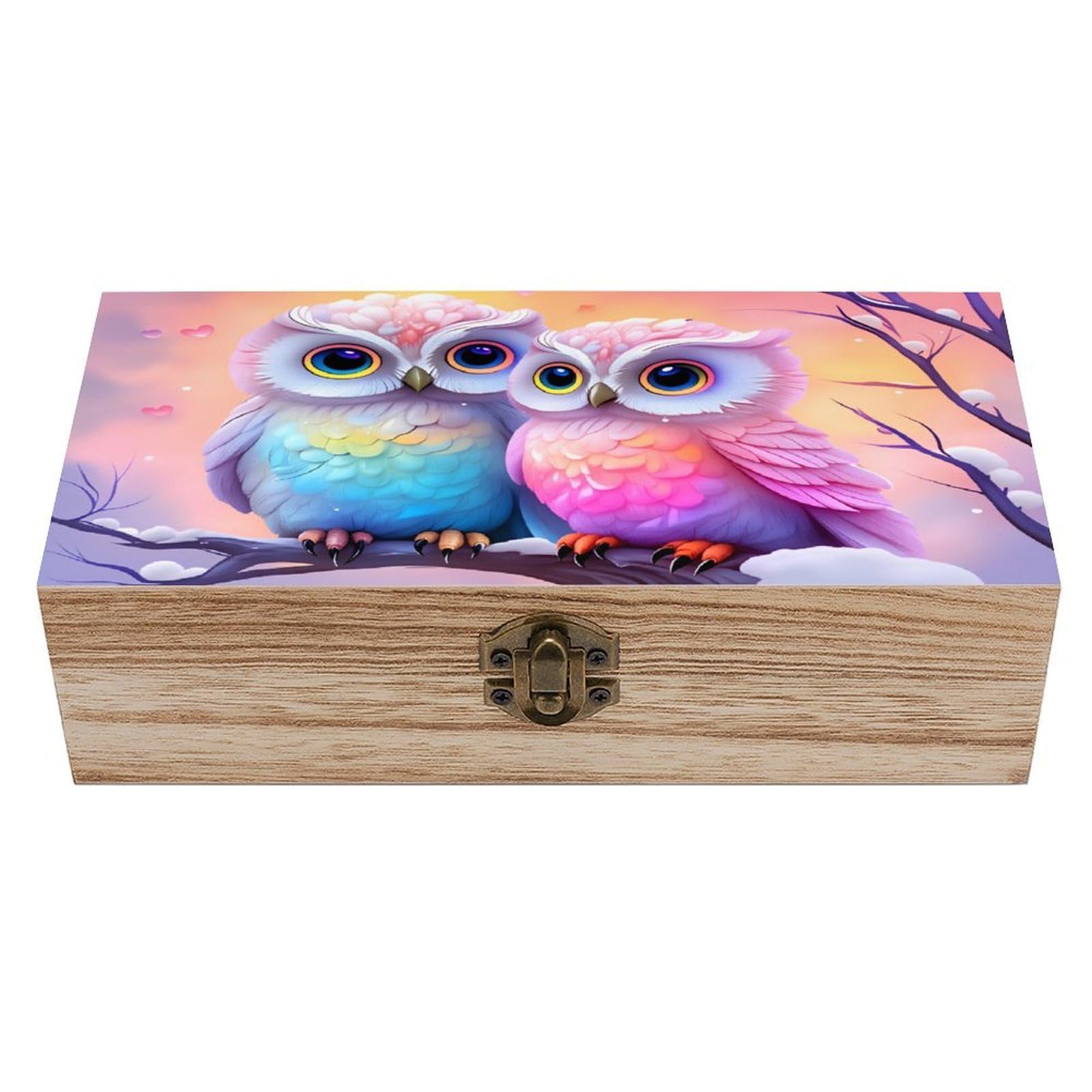 asbwuo Owls Vintage Wooden Keepsake Box