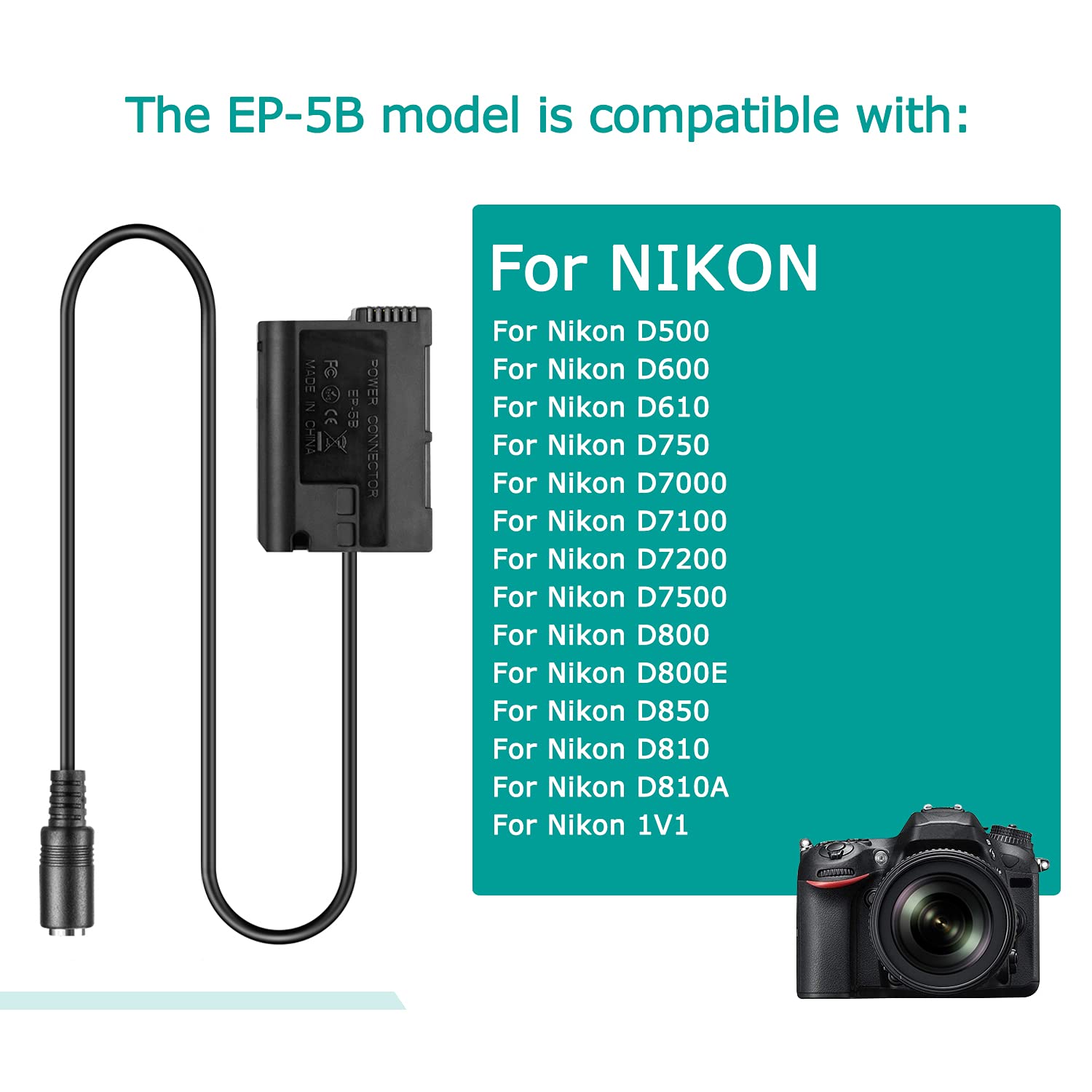 Gonine EH-5 Adapter Plus EP-5B Kit for Nikon P520, P530, D600