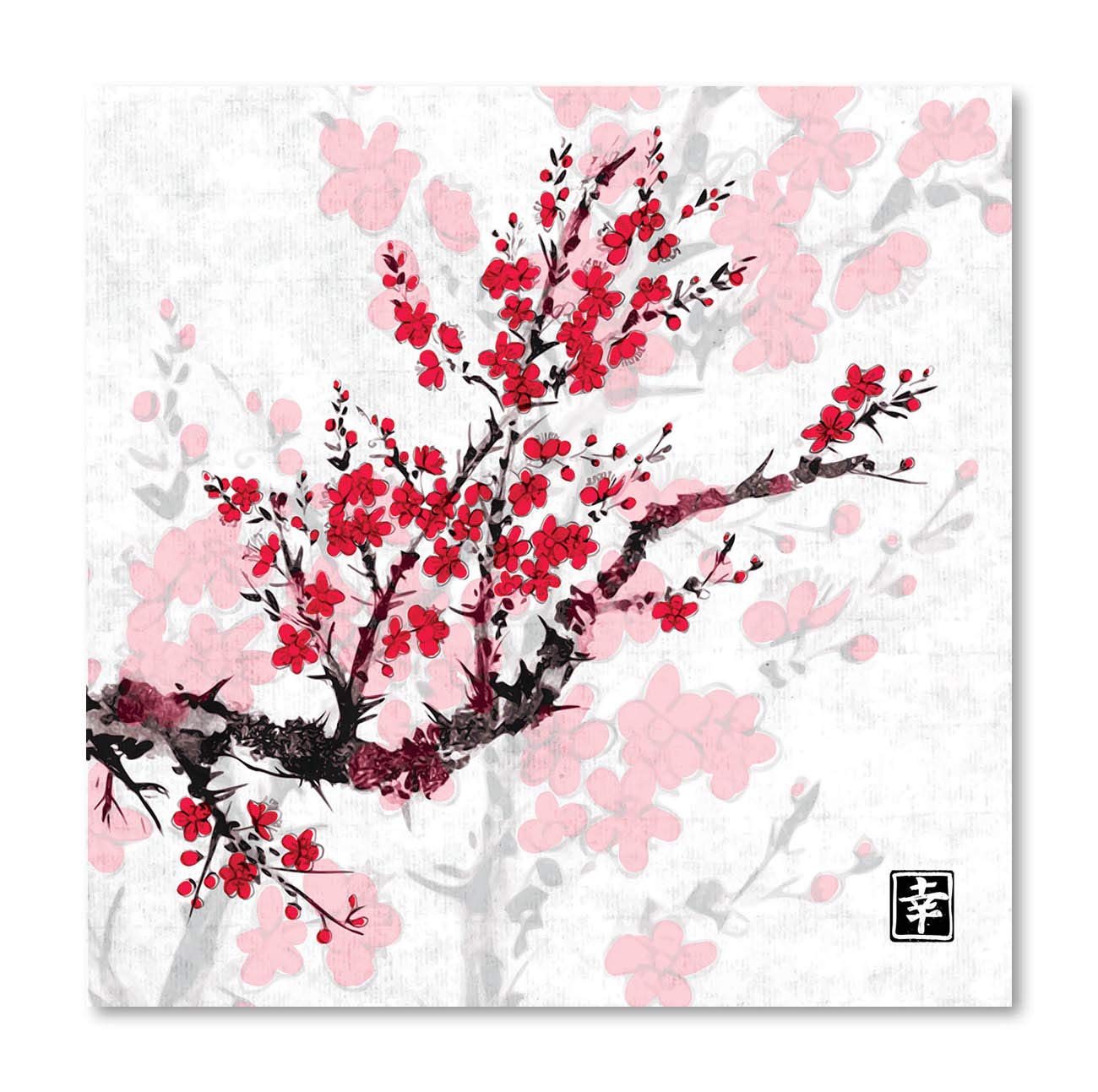 Tamatina Oriental Art Canvas Painting|Drawn Cherry Blossom|Nature Art